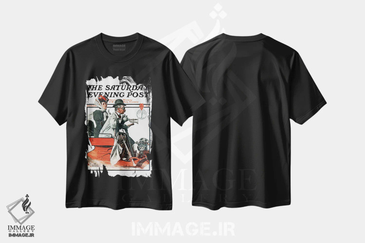 تیشرت مشکی طرح دار جلد با سرعت رفتن، هنر فاخر کلاسیک اثر نورمن راکول | فروشگاه ایماژ