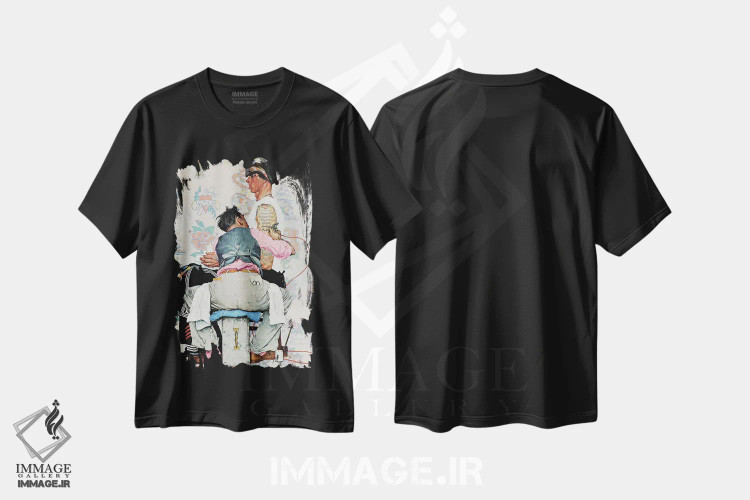 تیشرت مشکی طرح دار تتوکار، هنر فاخر کلاسیک اثر نورمن راکول | immage.ir