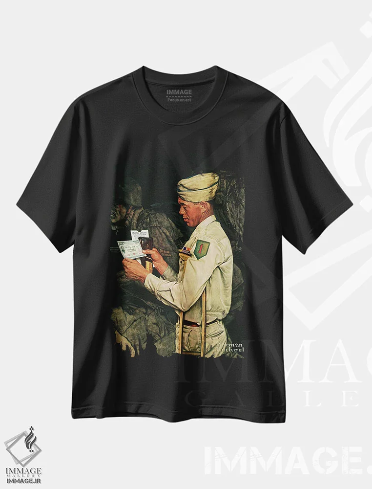 تیشرت مشکی طرح دار اوراق قرضه جنگی، هنر فاخر کلاسیک اثر نورمن راکول | فروشگاه ایماژ