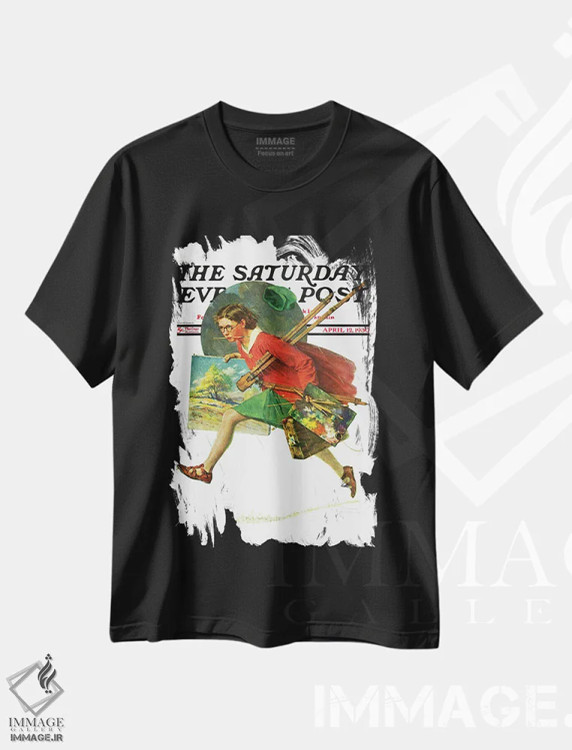 تیشرت مشکی طرح دار روی جلد رنگ تازه، هنر فاخر کلاسیک اثر نورمن راکول | immage.ir
