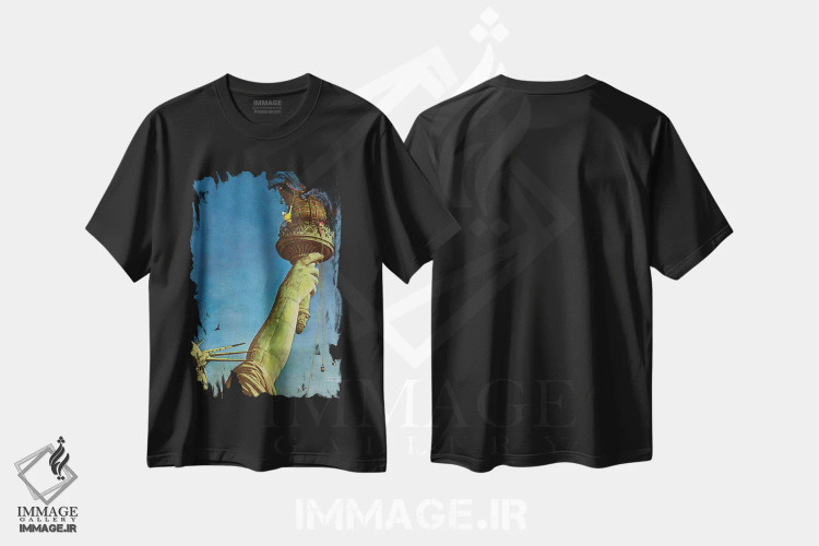 تیشرت مشکی طرح دار کار بر روی تندیس آزادی، هنر فاخر کلاسیک اثر نورمن راکول | immage.ir