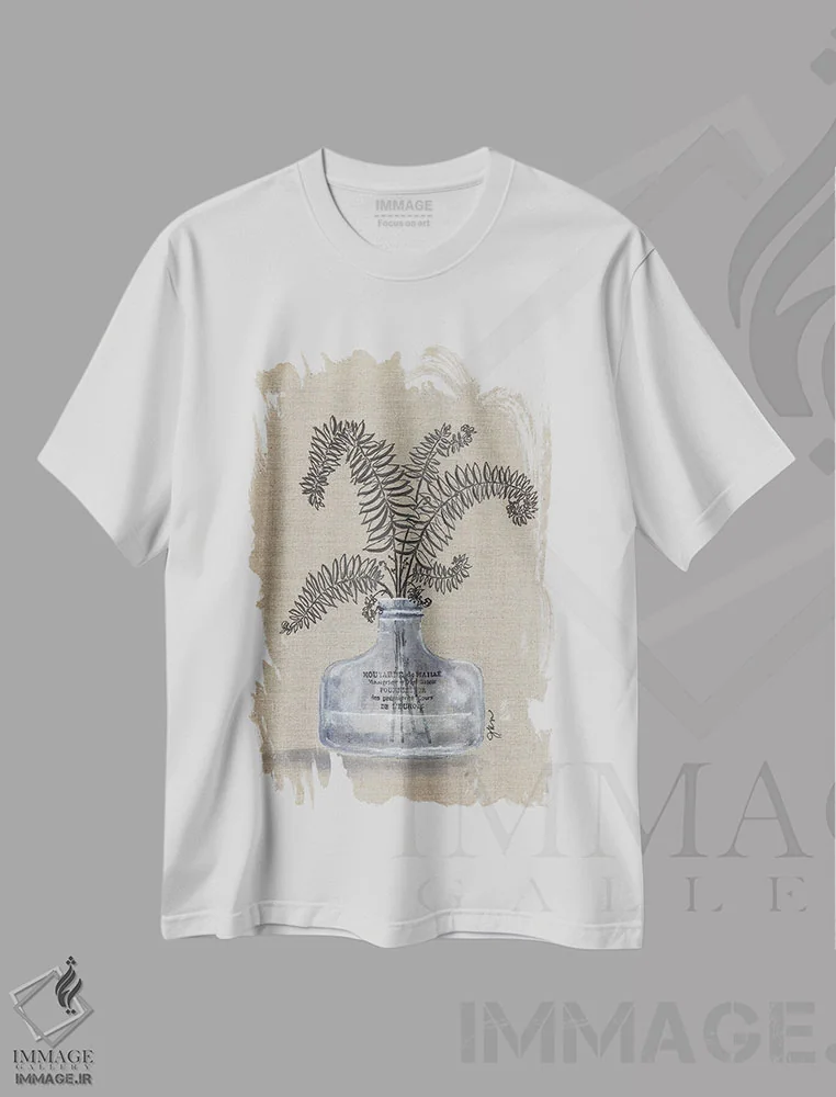 تیشرت سفید طرح دار گل های طرح دار ۳، دکور روستایی اثر جولی نورکوس | فروشگاه ایماژ