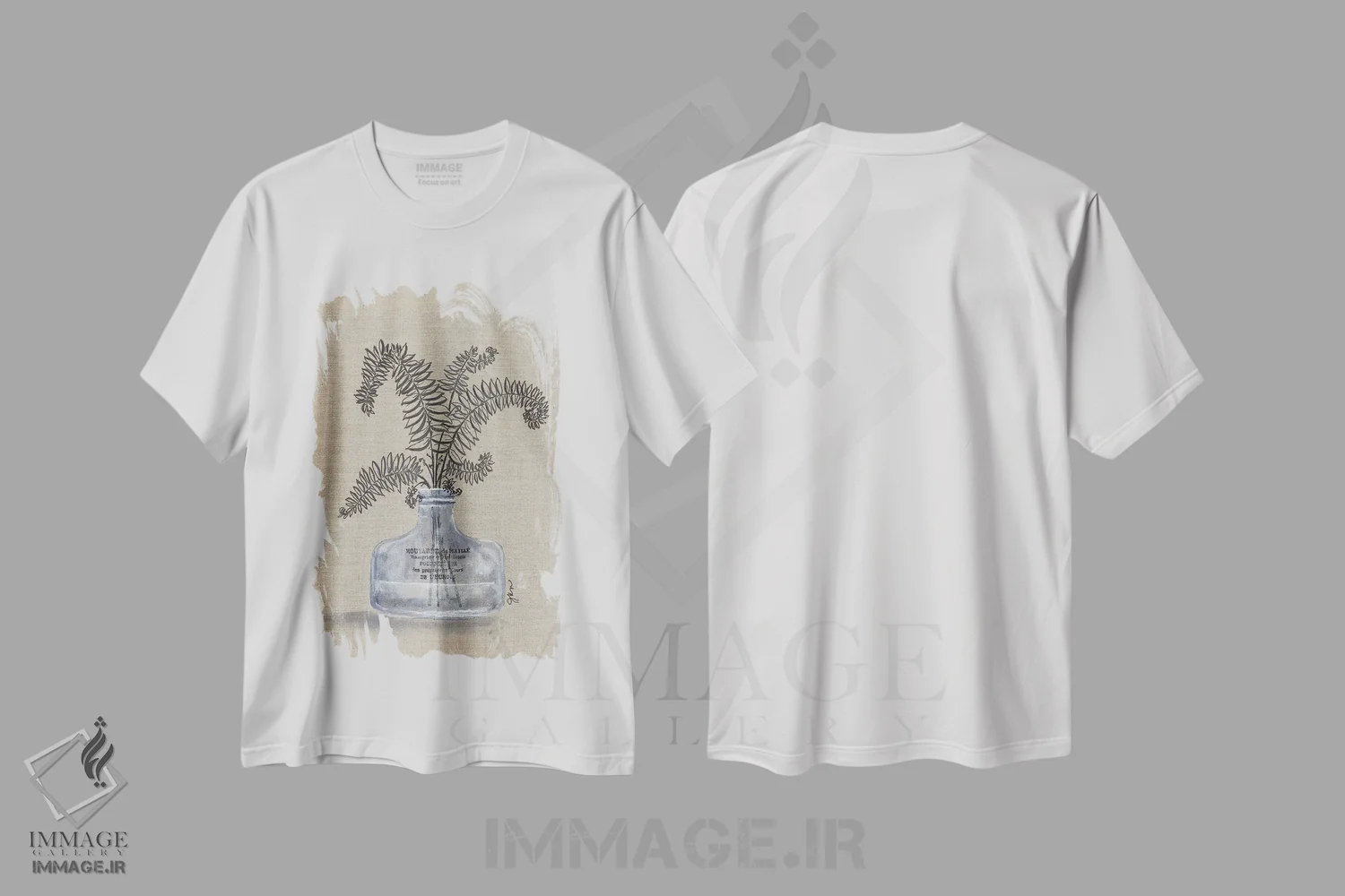 تیشرت سفید طرح دار گل های طرح دار ۳، دکور روستایی اثر جولی نورکوس | فروشگاه ایماژ