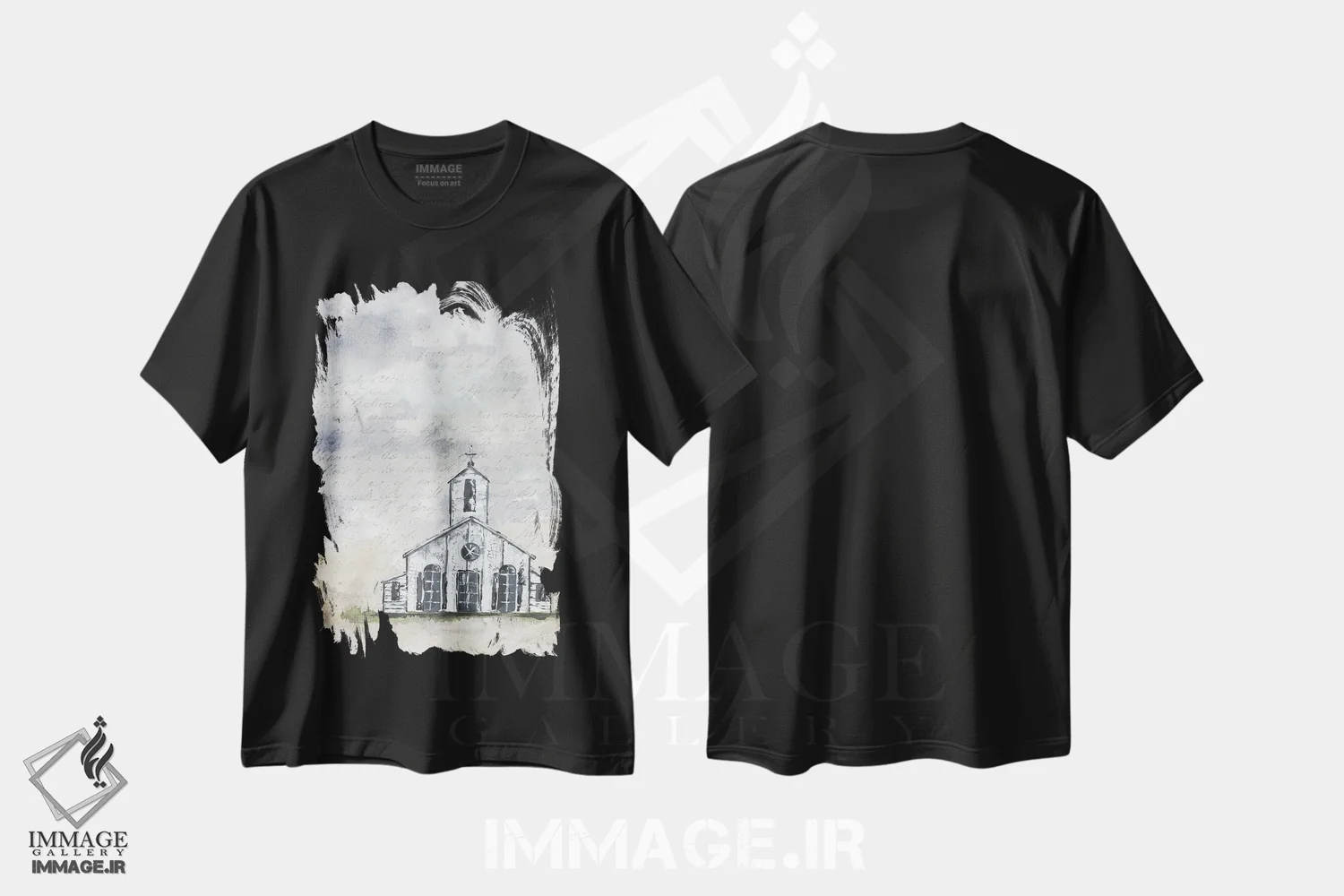 تیشرت مشکی طرح دار عبادتگاه کوچک Haven، دکور معاصر اثر جولی نورکوس | فروشگاه ایماژ