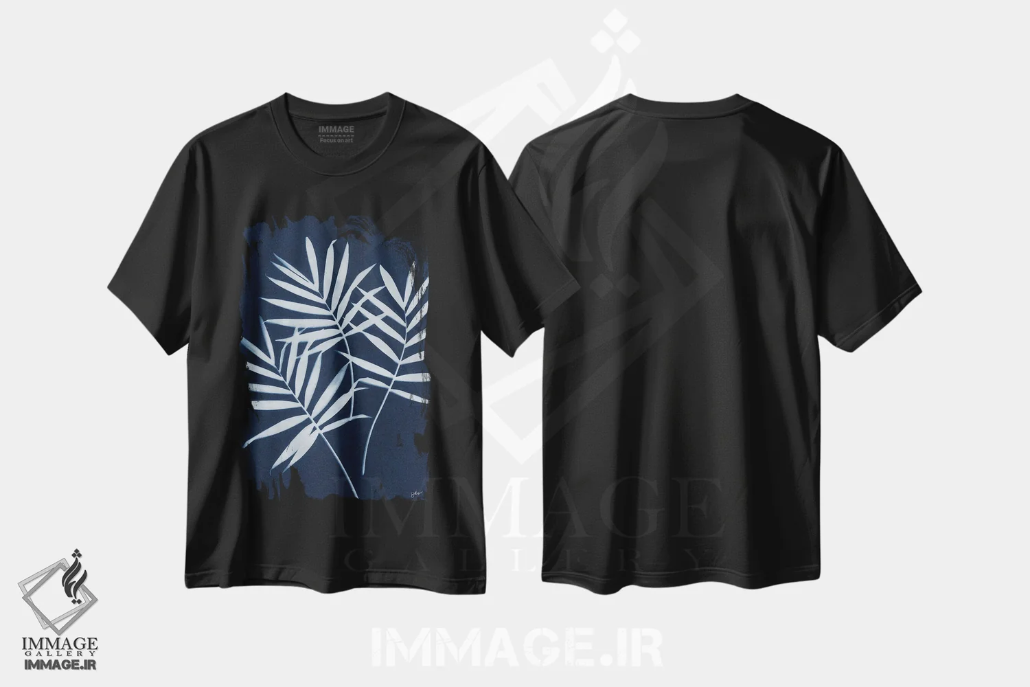 تیشرت مشکی طرح دار نخل نیلی، مدیوم اثر جولی نورکوس | فروشگاه ایماژ