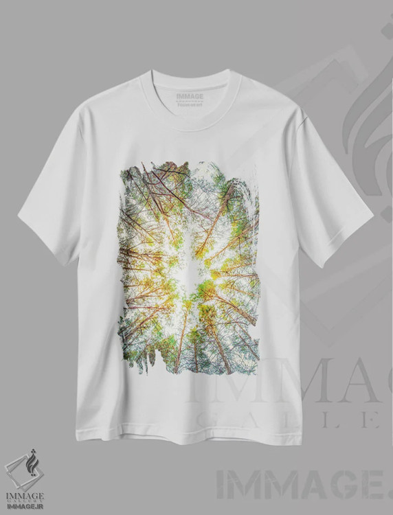 تیشرت سفید طرح دار سقف درختان، مدیوم اثر نیک ریو | immage.ir
