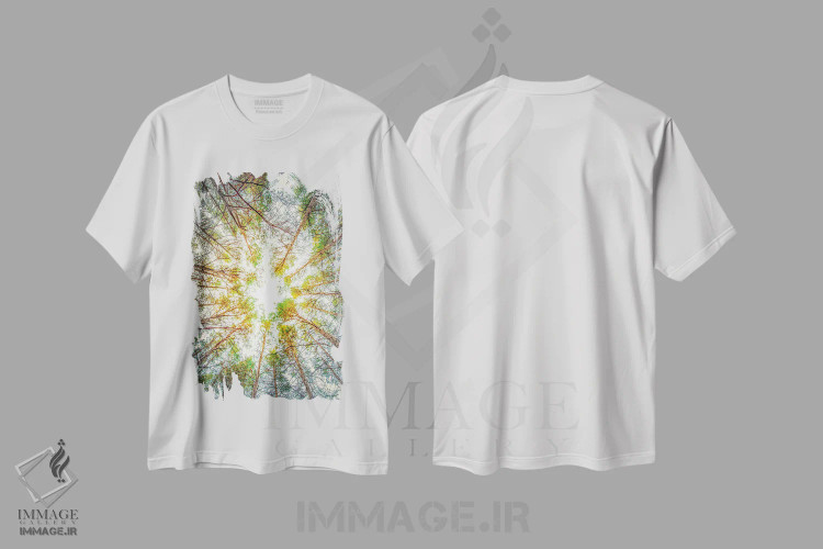 تیشرت سفید طرح دار سقف درختان، مدیوم اثر نیک ریو | immage.ir