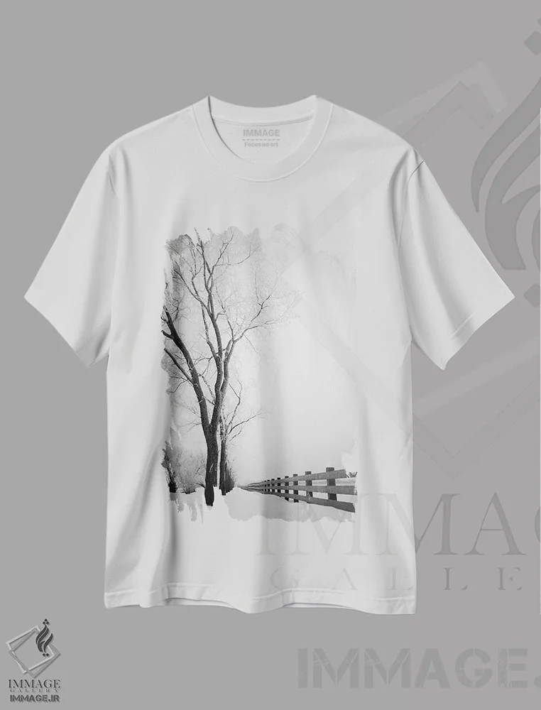 تیشرت سفید طرح دار نرده یخ زده، دکور تعطیلات اثر نیک ریو | immage.ir