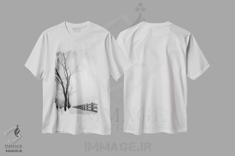 تیشرت سفید طرح دار نرده یخ زده، دکور تعطیلات اثر نیک ریو | immage.ir