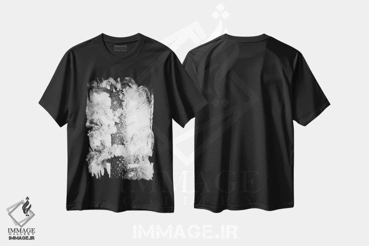 تیشرت مشکی طرح دار کاج یخ زده از نزدیک، مدیوم اثر نیک ریو | immage.ir