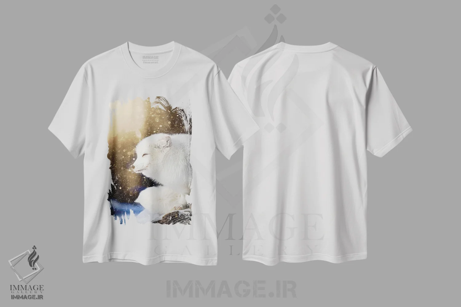 تیشرت سفید طرح دار روباه قطبی در نوری حماسی، مدیوم اثر نیک ریو | immage.ir