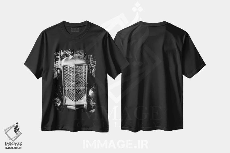 تیشرت مشکی طرح دار گریل اولد گلوری، عکاسی سیاه و سفید اثر نیک ریو | فروشگاه ایماژ