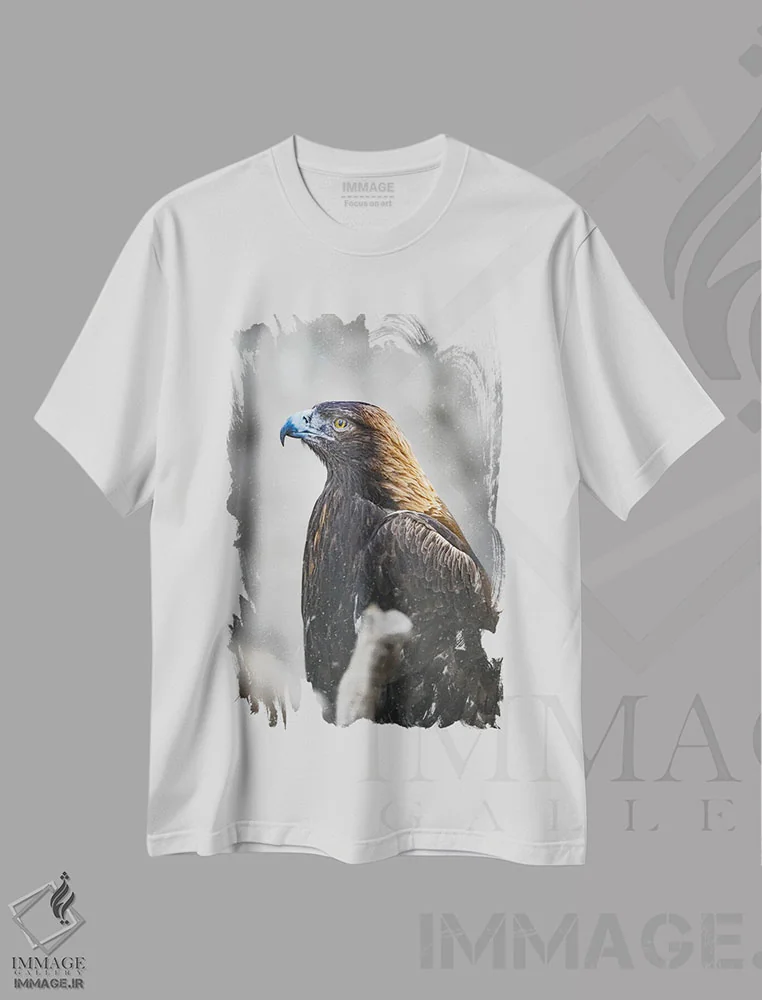 تیشرت سفید طرح دار عقاب طلایی، مدیوم اثر نیک ریو | فروشگاه ایماژ