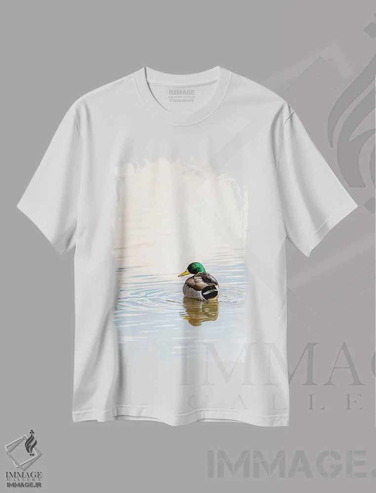 تیشرت سفید طرح دار اردک کله سبز، مدیوم اثر نیک ریو | فروشگاه ایماژ