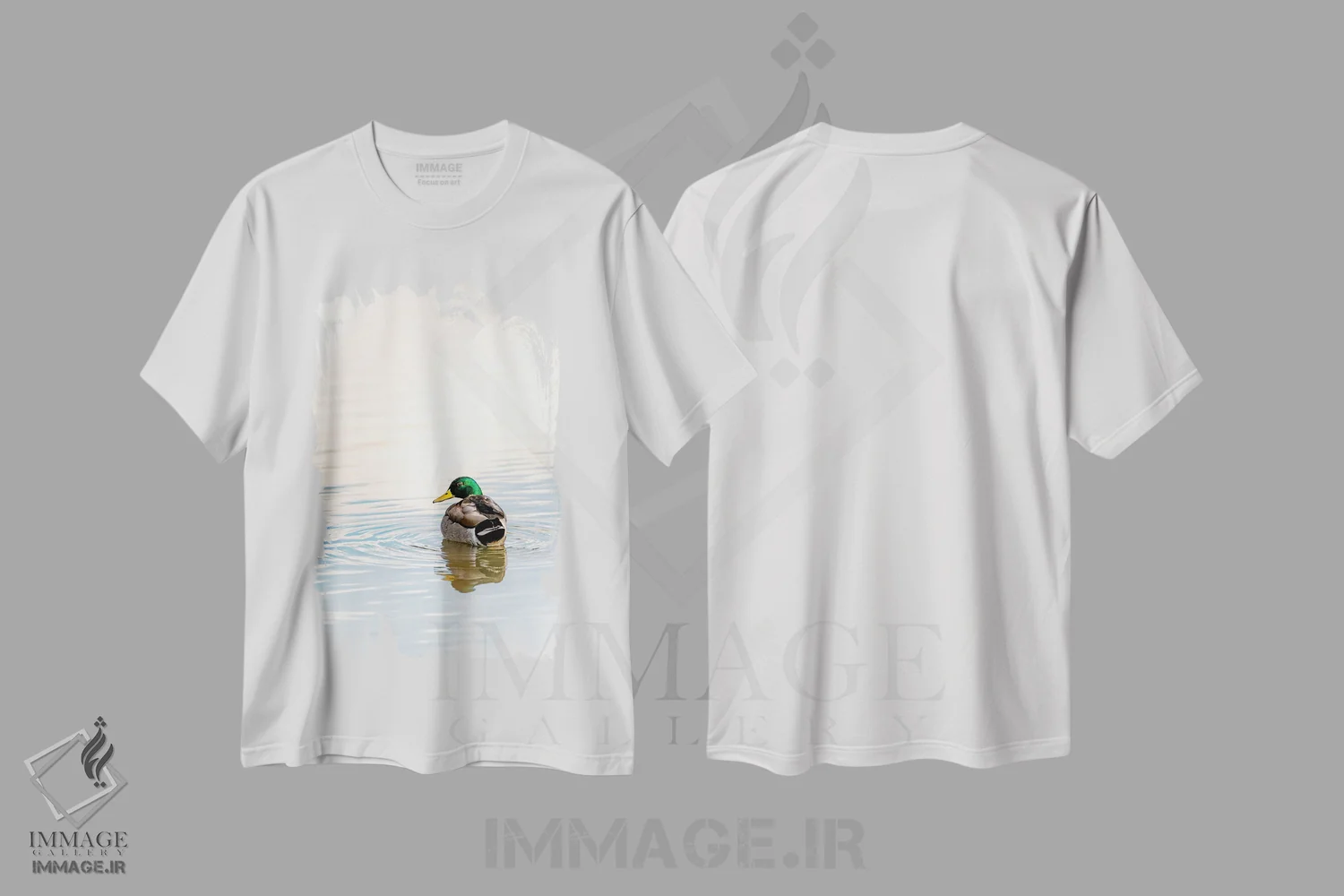 تیشرت سفید طرح دار اردک کله سبز، مدیوم اثر نیک ریو | فروشگاه ایماژ