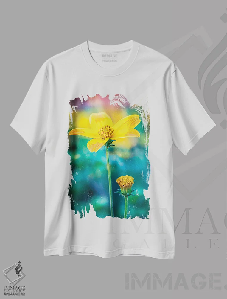 تیشرت سفید طرح دار رویاهای زرد، عکاسی ماکرو اثر نیک ریو | immage.ir