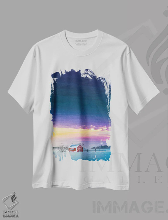 تیشرت سفید طرح دار شب قطبی، مدیوم اثر نیک ریو | فروشگاه ایماژ