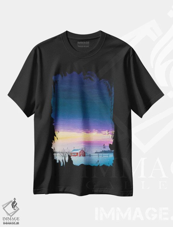 تیشرت مشکی طرح دار شب قطبی، مدیوم اثر نیک ریو | immage.ir