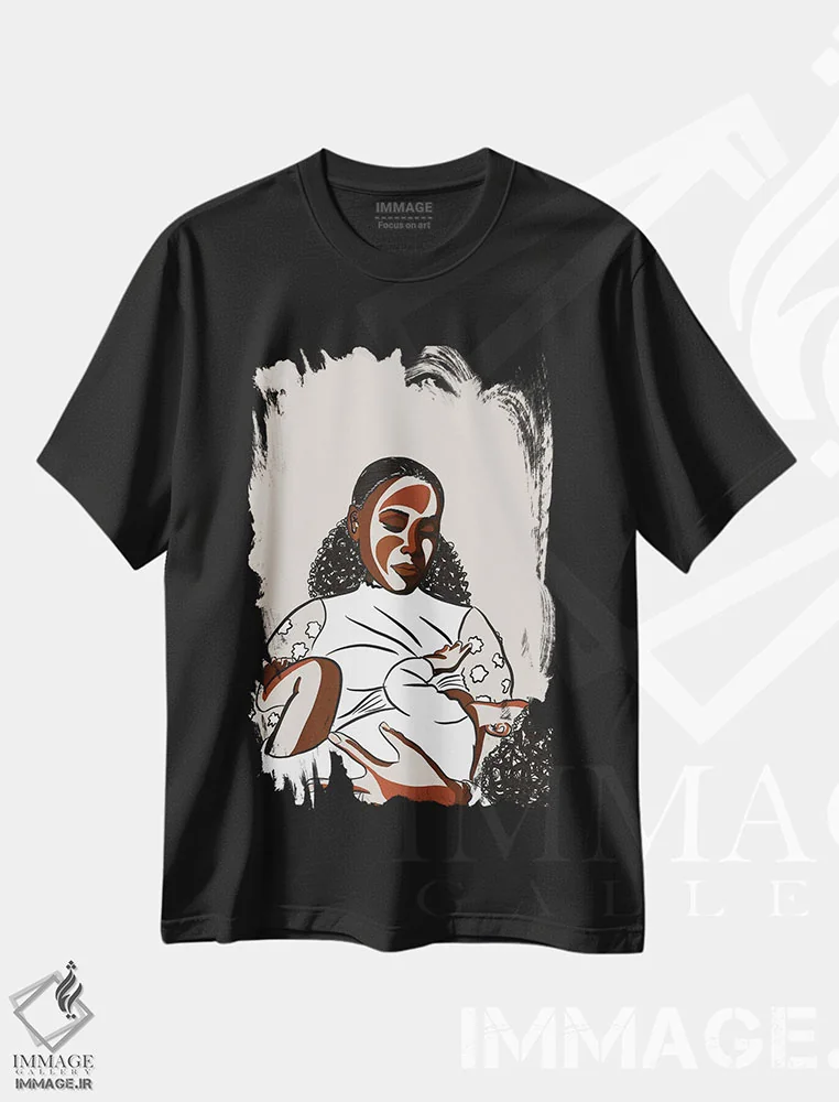 تیشرت مشکی طرح دار مادران سیاه پوست شیرده ۲، هنر آمریکایی آفریقایی تبار اثر نوئل آر ایکس | فروشگاه ایماژ