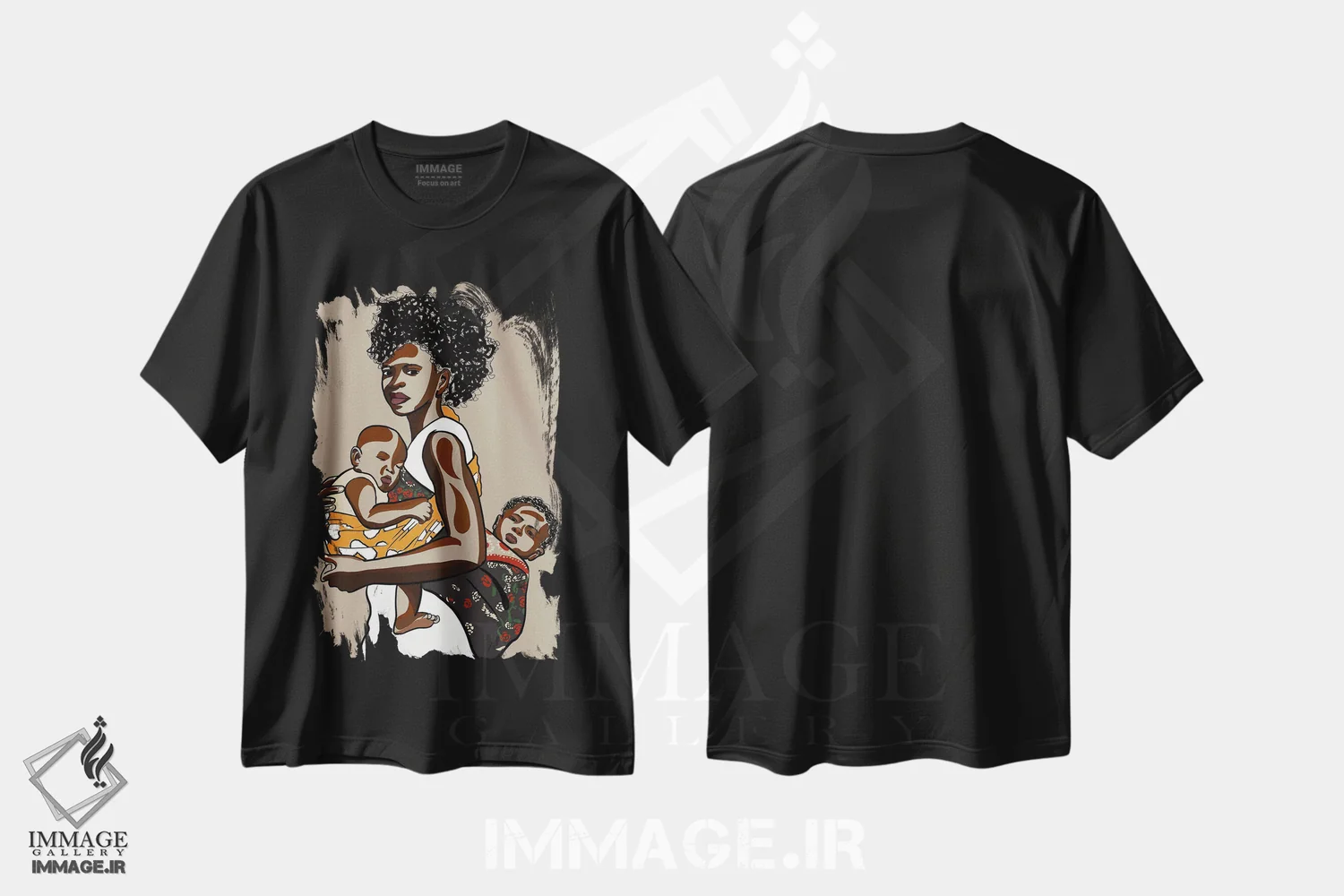 تیشرت مشکی طرح دار غرق در عشق ۳، هنر آمریکایی آفریقایی تبار اثر نوئل آر ایکس | immage.ir