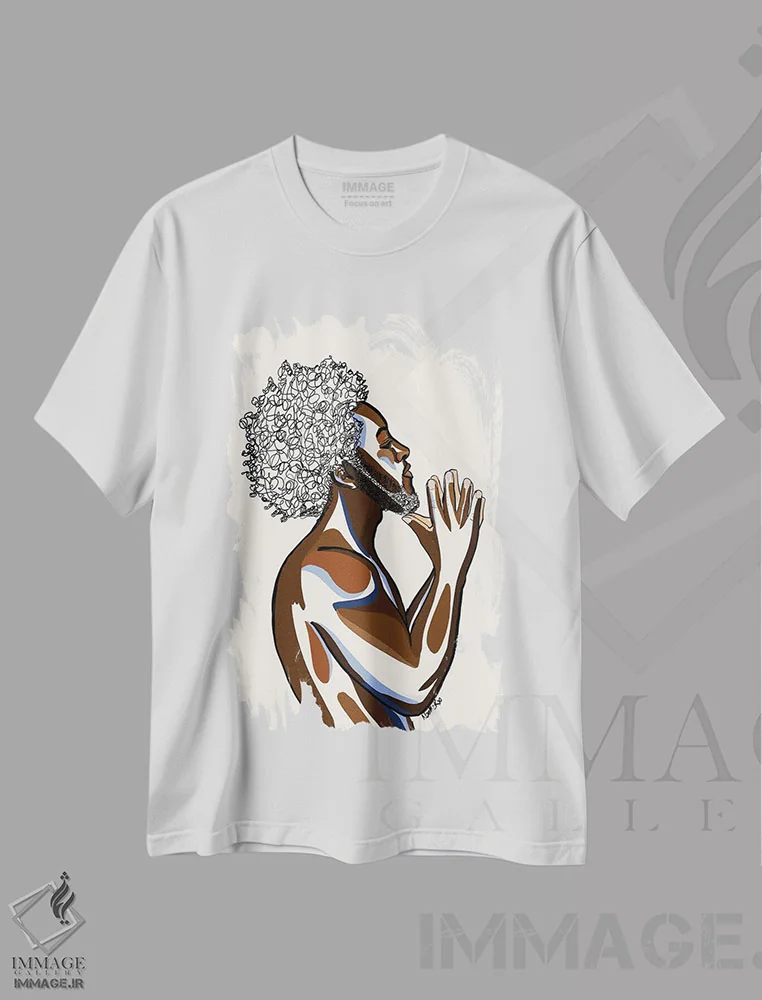 تیشرت سفید طرح دار برادر، هنر آمریکایی آفریقایی تبار اثر نوئل آر ایکس | immage.ir