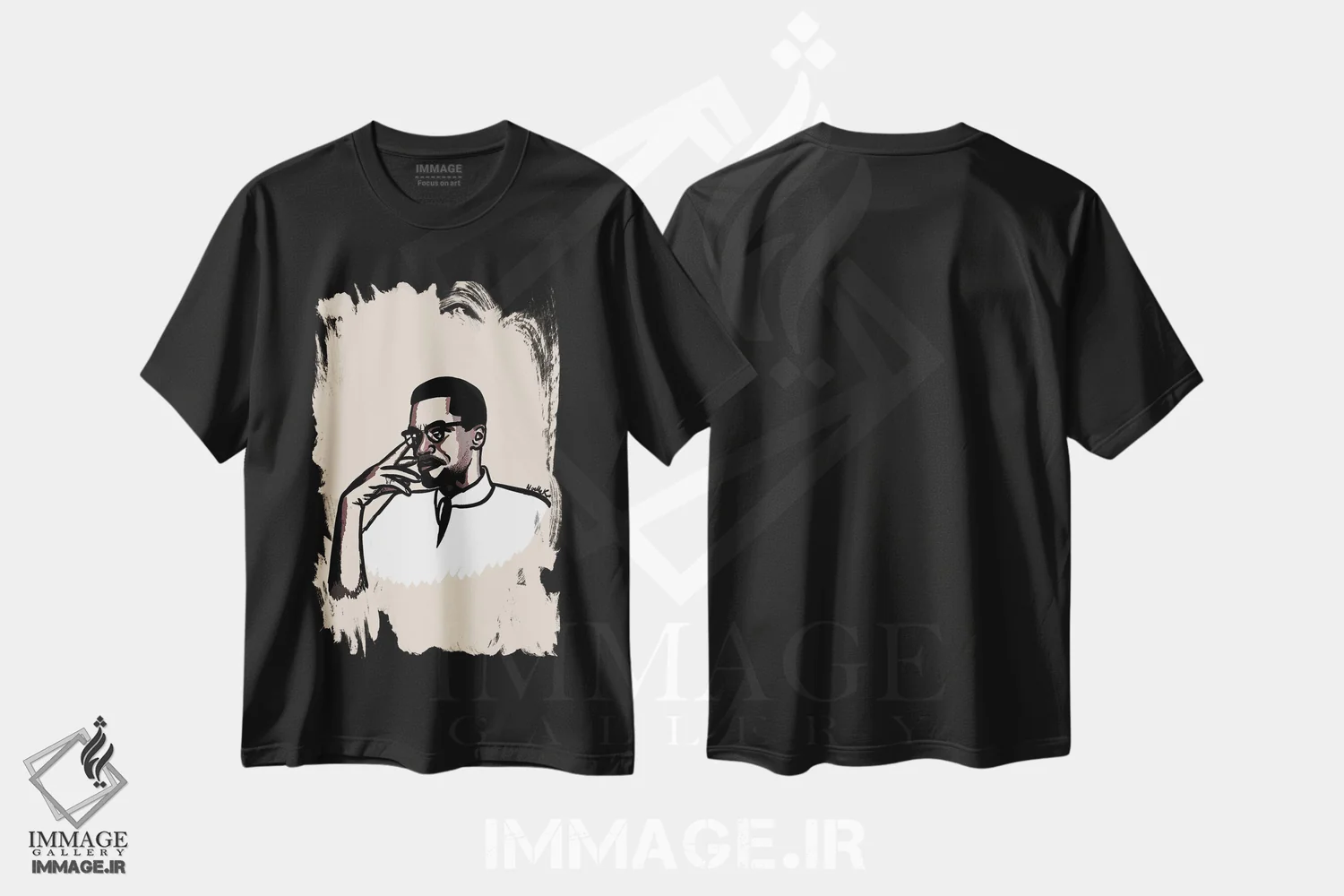 تیشرت مشکی طرح دار برادر مالکوم، هنر آمریکایی آفریقایی تبار اثر نوئل آر ایکس | فروشگاه ایماژ