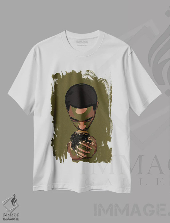 تیشرت سفید طرح دار فرزند بابا ۲، هنر آمریکایی آفریقایی تبار اثر نوئل آر ایکس | immage.ir