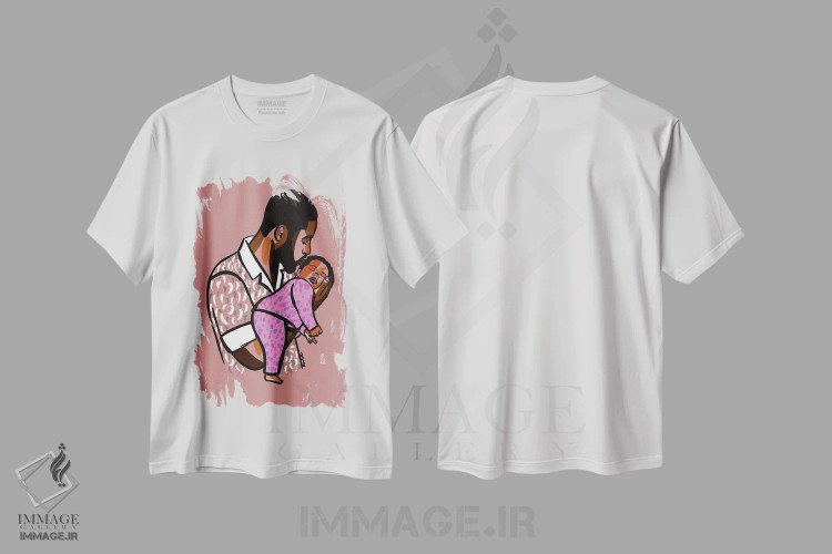 تیشرت سفید طرح دار فرزند بابا ۲، هنر آمریکایی آفریقایی تبار اثر نوئل آر ایکس | فروشگاه ایماژ