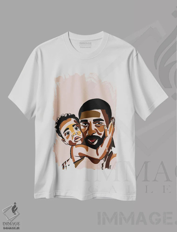 تیشرت سفید طرح دار فرزند بابا ۳، هنر آمریکایی آفریقایی تبار اثر نوئل آر ایکس | فروشگاه ایماژ