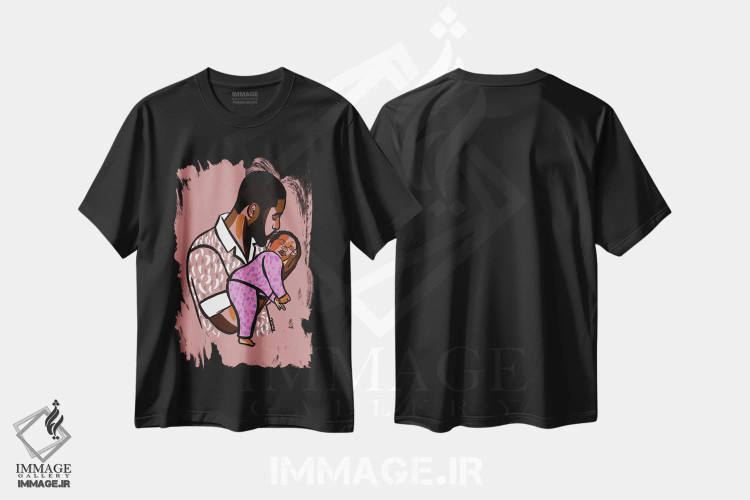 تیشرت مشکی طرح دار فرزند بابا ۲، هنر آمریکایی آفریقایی تبار اثر نوئل آر ایکس | immage.ir