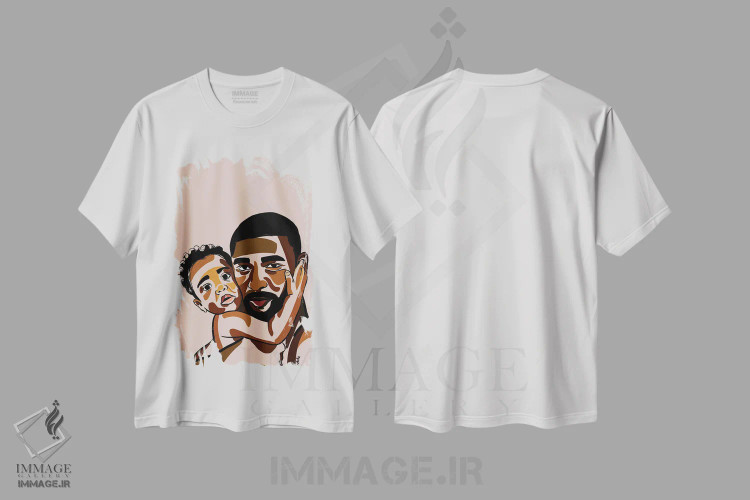 تیشرت سفید طرح دار فرزند بابا ۳، هنر آمریکایی آفریقایی تبار اثر نوئل آر ایکس | فروشگاه ایماژ