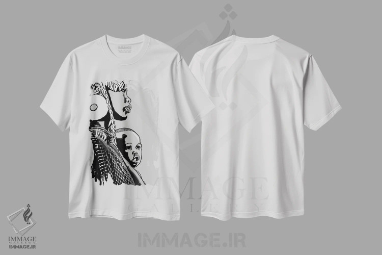 تیشرت سفید طرح دار فرزند مامان ۳، هنر آمریکایی آفریقایی تبار اثر نوئل آر ایکس | immage.ir