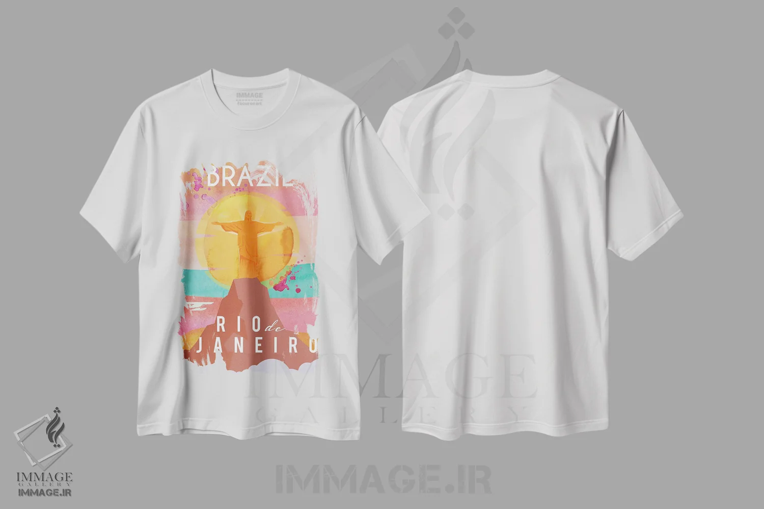 تیشرت سفید طرح دار پوستر سفر برزیل، تزئینی اثر ناتالی رایان | immage.ir