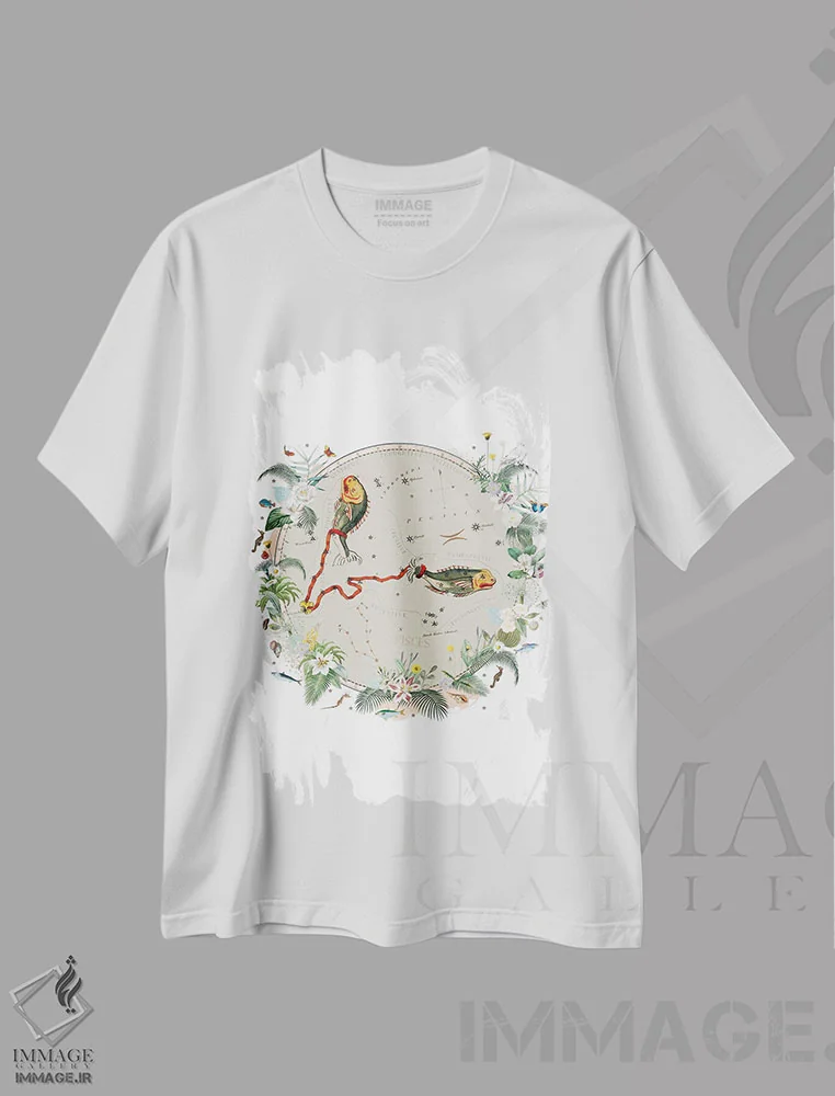 تیشرت سفید طرح دار فال برج حوت، دکور بوهمی اثر ناتالی رایان | immage.ir