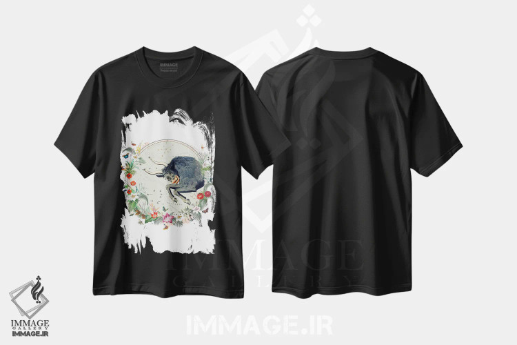 تیشرت مشکی طرح دار فال برج ثور، دکور بوهمی اثر ناتالی رایان | فروشگاه ایماژ
