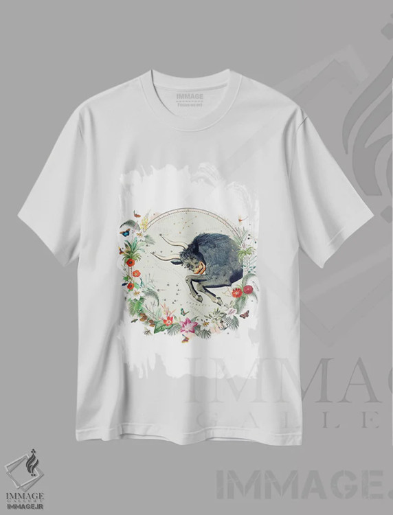تیشرت سفید طرح دار فال برج ثور، دکور بوهمی اثر ناتالی رایان | immage.ir