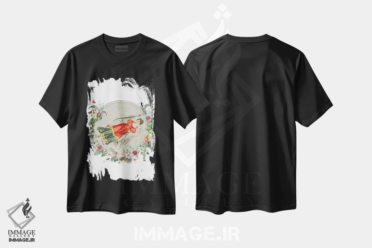 تیشرت مشکی طرح دار فال برج سنبله، دکور بوهمی اثر ناتالی رایان | immage.ir
