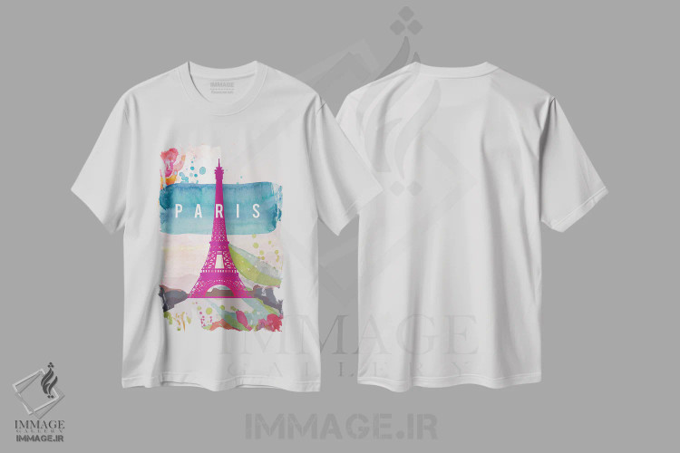 تیشرت سفید طرح دار پوستر سفر پاریس، تزئینی اثر ناتالی رایان | فروشگاه ایماژ