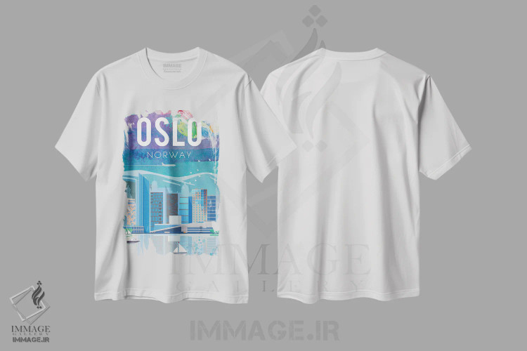 تیشرت سفید طرح دار پوستر سفر اسلو، تزئینی اثر ناتالی رایان | فروشگاه ایماژ