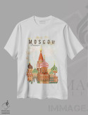 تیشرت سفید طرح دار پوستر سفر مسکو، تزئینی اثر ناتالی رایان | فروشگاه ایماژ