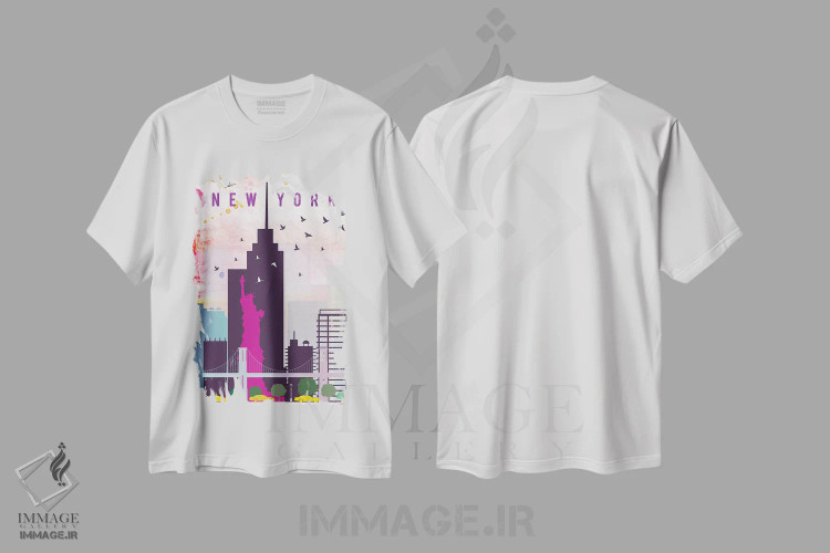 تیشرت سفید طرح دار پوستر سفر نیویورک، تزئینی اثر ناتالی رایان | immage.ir