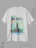 تیشرت سفید طرح دار پوستر سفر به مادرید، تزئینی اثر ناتالی رایان | immage.ir