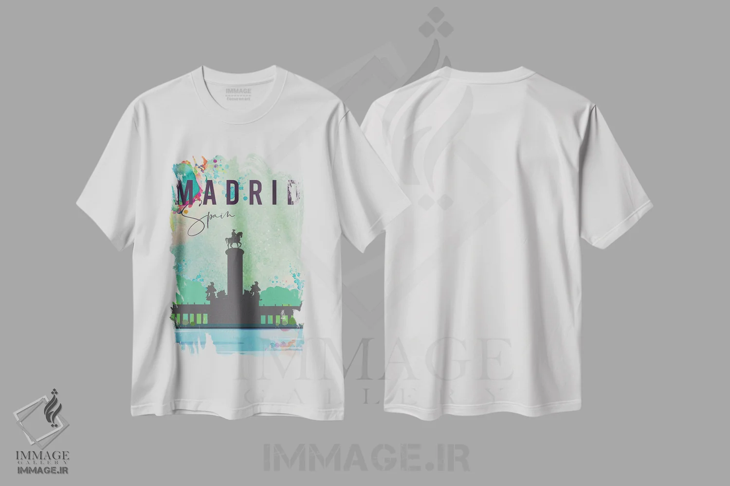 تیشرت سفید طرح دار پوستر سفر به مادرید، تزئینی اثر ناتالی رایان | immage.ir