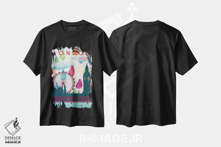 تیشرت مشکی طرح دار پوستر سفر بارانی لندن، تزئینی اثر ناتالی رایان | فروشگاه ایماژ