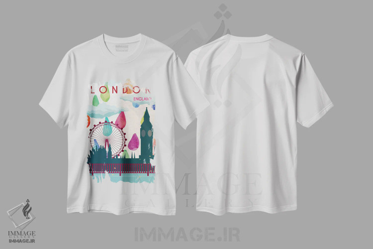 تیشرت سفید طرح دار پوستر سفر بارانی لندن، تزئینی اثر ناتالی رایان | immage.ir
