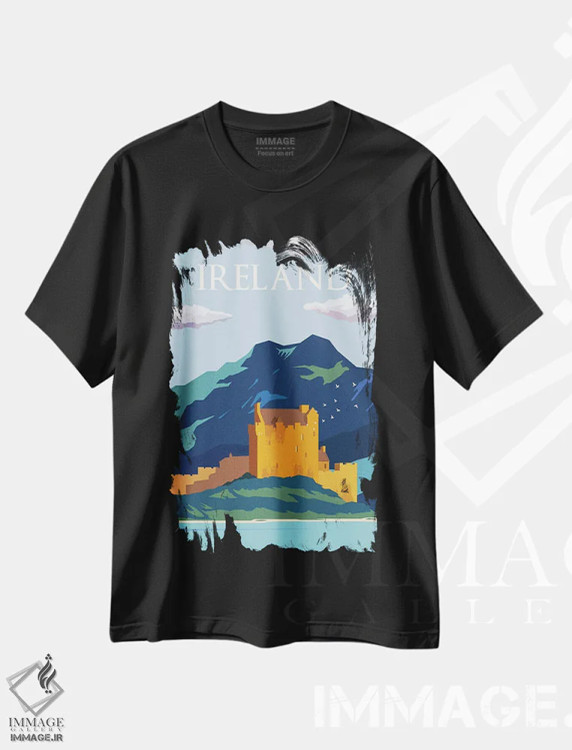 تیشرت مشکی طرح دار پوستر سفر به آسمان های آبی ایرلند، تزئینی اثر ناتالی رایان | immage.ir