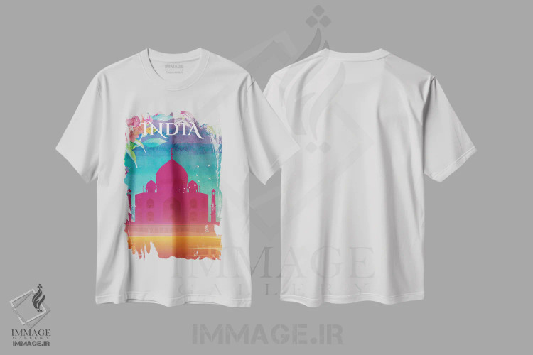 تیشرت سفید طرح دار پوستر سفر به هند، دکور آسیایی اثر ناتالی رایان | immage.ir