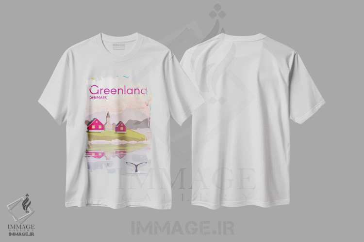 تیشرت سفید طرح دار پوستر سفر به گرینلند، تزئینی اثر ناتالی رایان | فروشگاه ایماژ