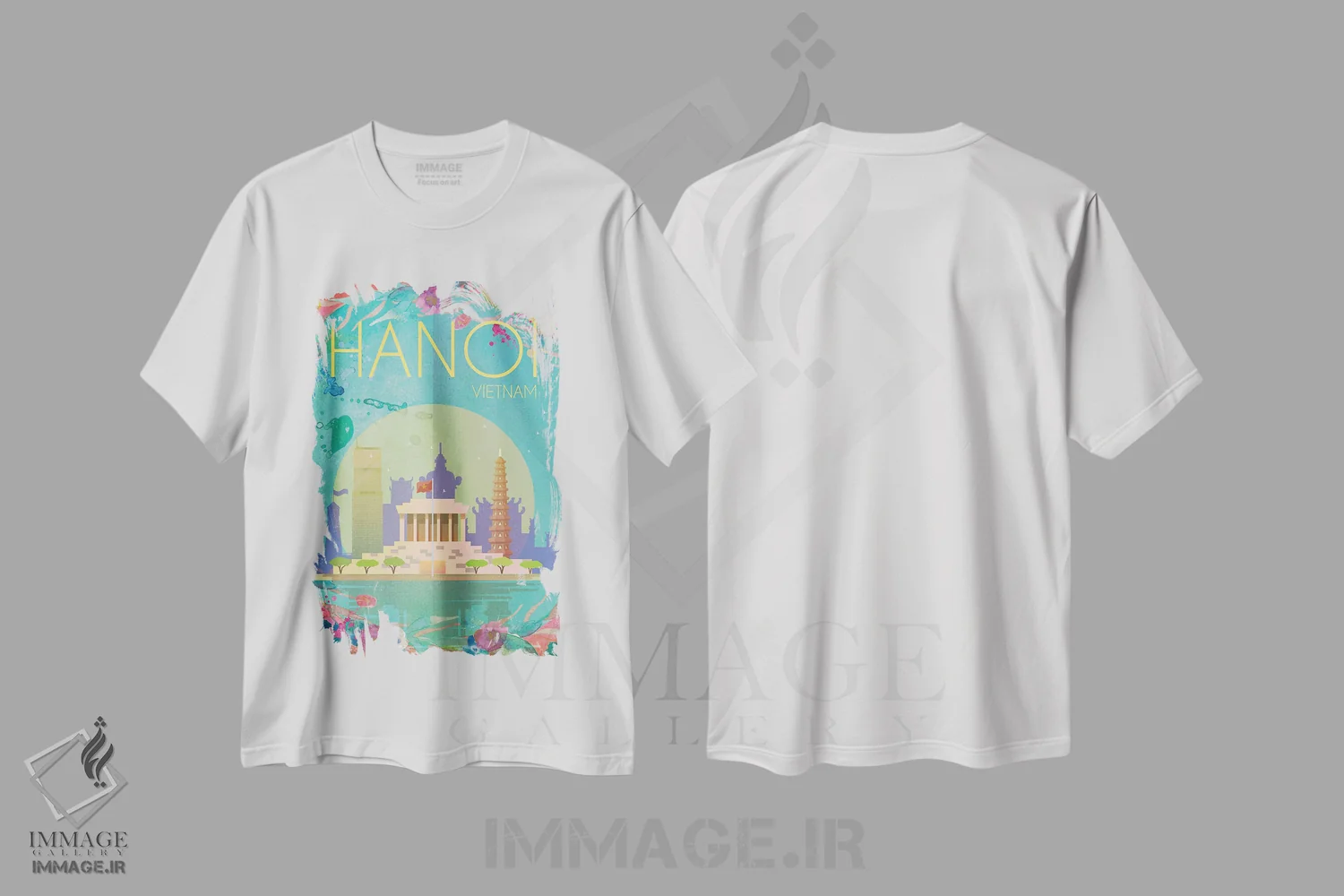 تیشرت سفید طرح دار پوستر سفر به هانوی، دکور آسیایی اثر ناتالی رایان | immage.ir