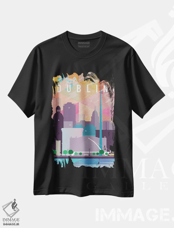 تیشرت مشکی طرح دار پوستر سفر به دوبلین، تزئینی اثر ناتالی رایان | فروشگاه ایماژ